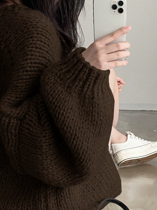 Dazy cardigan casual diario de mujer de corte holgado con hombros caidos y abertura frontal, para otono/invierno