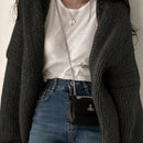 Dazy cardigan casual de manga larga de unicolor con diseno calado para mujer