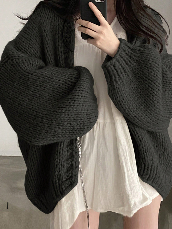 Dazy cardigan casual diario de mujer de corte holgado con hombros caidos y abertura frontal, para otono/invierno