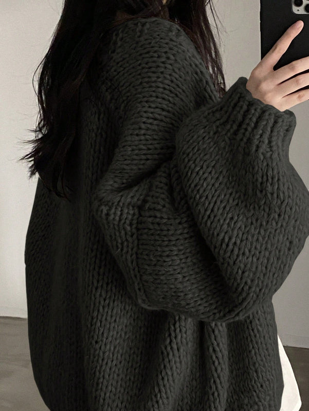 Dazy cardigan casual diario de mujer de corte holgado con hombros caidos y abertura frontal, para otono/invierno