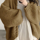 Dazy cardigan casual de manga larga de unicolor con diseno calado para mujer