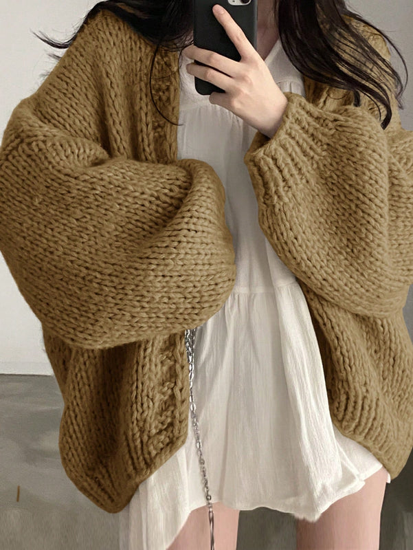Dazy cardigan casual diario de mujer de corte holgado con hombros caidos y abertura frontal, para otono/invierno