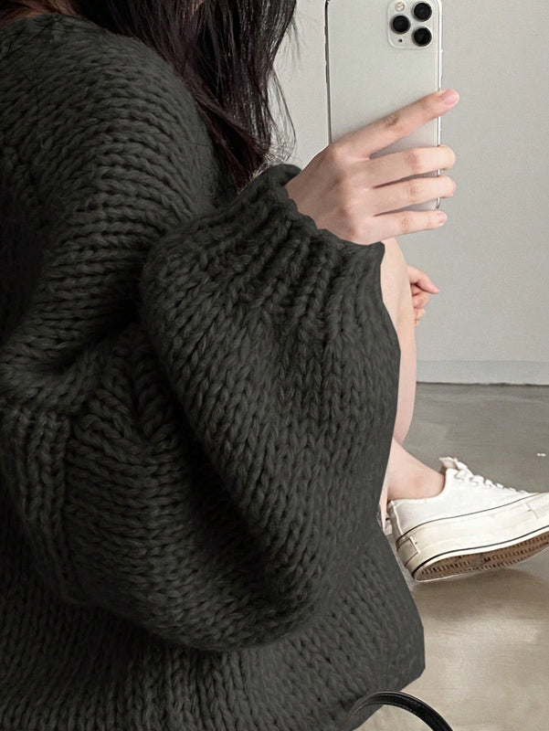 Dazy cardigan casual diario de mujer de corte holgado con hombros caidos y abertura frontal, para otono/invierno