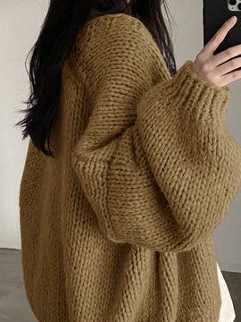 Dazy cardigan casual de manga larga de unicolor con diseno calado para mujer