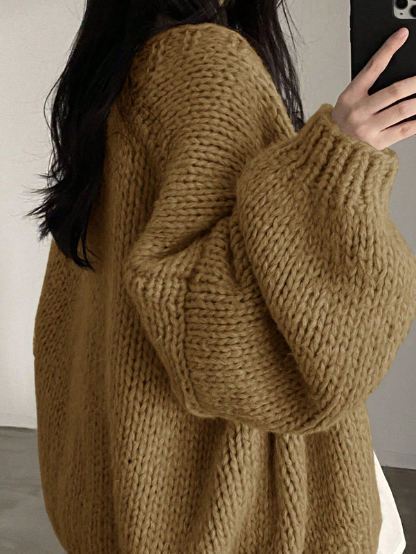 Dazy cardigan casual diario de mujer de corte holgado con hombros caidos y abertura frontal, para otono/invierno