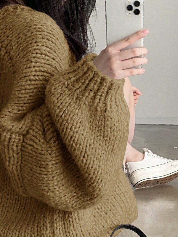 Dazy cardigan casual diario de mujer de corte holgado con hombros caidos y abertura frontal, para otono/invierno