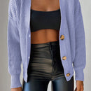 Cardigan casual de un solo botonadura de mangas largas y hombros caidos de unicolor para mujer, otono/invierno