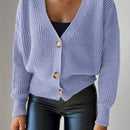 Cardigan casual de un solo botonadura de mangas largas y hombros caidos de unicolor para mujer, otono/invierno