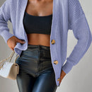 Cardigan casual de un solo botonadura de mangas largas y hombros caidos de unicolor para mujer, otono/invierno