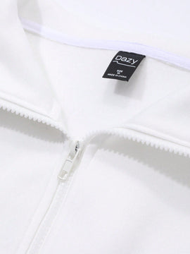 Dazy sudadera con capucha forrada de felpa con detalle de costura en contraste, de ajuste casual