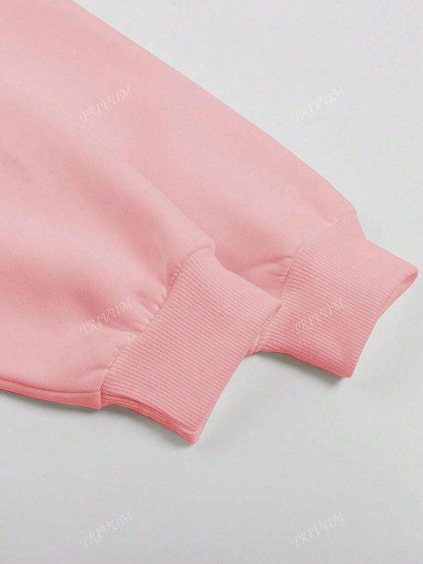 Sudadera rosa dulce con estampado de arbol de navidad, apta para usar en otono e invierno