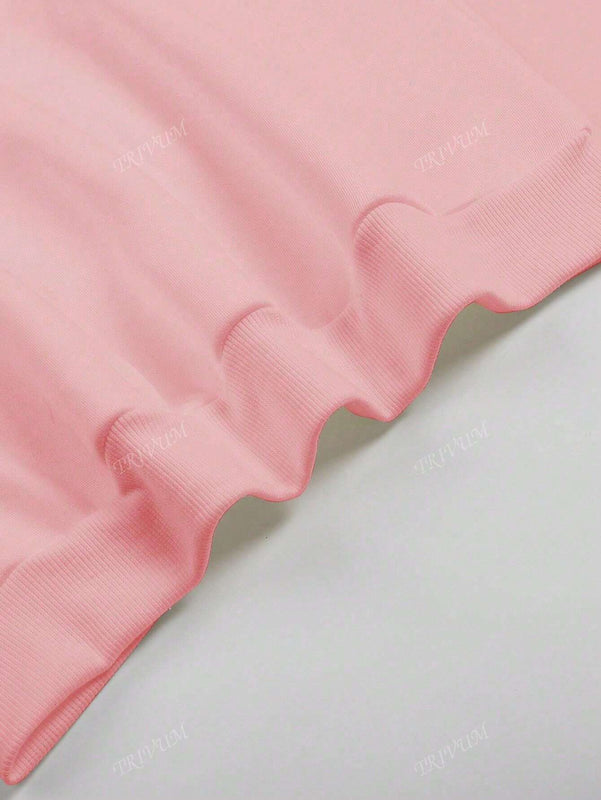 Sudadera rosa dulce con estampado de arbol de navidad, apta para usar en otono e invierno