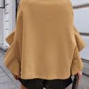 Clasi 1 pieza abrigo elegante de lana con un solo abotonadura, bajo con volantes y unicolor para mujer, otono/invierno