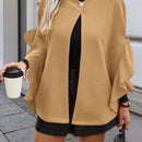 Clasi abrigo de lana elegante con cuello vuelto y abotonadura sencilla, en unicolor, para mujer, para otono/invierno