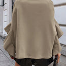 Clasi 1 pieza abrigo elegante de lana con un solo abotonadura, bajo con volantes y unicolor para mujer, otono/invierno