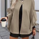 Clasi abrigo de lana elegante con cuello vuelto y abotonadura sencilla, en unicolor, para mujer, para otono/invierno