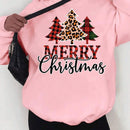 Sudadera rosa dulce con estampado de arbol de navidad, apta para usar en otono e invierno