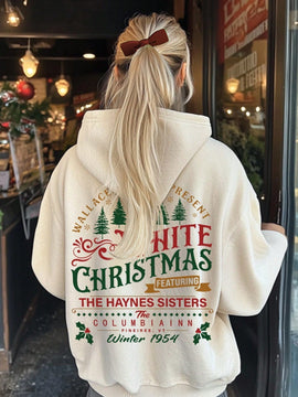 Ezwear sudadera con capucha de manga larga minimalista con estampado de letras para mujer, uso casual diario, parte superior navidena