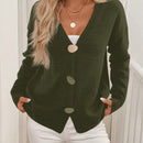 Lune cardigan casual de mujer de un solo botonadura, de manga larga y hombros caidos, en unicolor, para otono/invierno