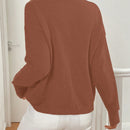 Lune cardigan casual de una sola botonadura de manga larga con caida en los hombros, de color liso, para otono/invierno, para mujer