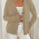 Lune cardigan de punto de manga larga con cuello en v y botones frontales, de corte casual