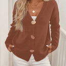 Lune cardigan casual de mujer de un solo botonadura, de manga larga y hombros caidos, en unicolor, para otono/invierno