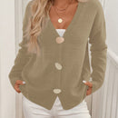 Lune cardigan casual de mujer de un solo botonadura, de manga larga y hombros caidos, en unicolor, para otono/invierno