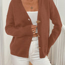 Lune cardigan casual de una sola botonadura de manga larga con caida en los hombros, de color liso, para otono/invierno, para mujer
