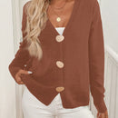 Lune cardigan casual de una sola botonadura de manga larga con caida en los hombros, de color liso, para otono/invierno, para mujer
