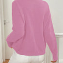 Lune cardigan de punto de manga larga con cuello en v y botones frontales, de corte casual