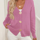 Lune cardigan de punto de manga larga con cuello en v y botones frontales, de corte casual