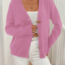 Lune cardigan casual de mujer de un solo botonadura, de manga larga y hombros caidos, en unicolor, para otono/invierno