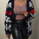 Slayr cardigan de punto con bloque de color y letras de estilo minimalista y casual