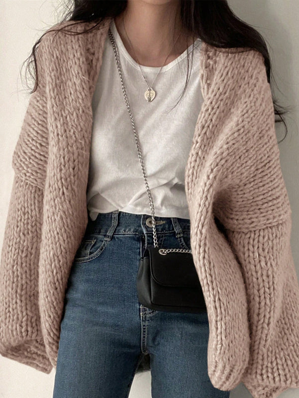 Dazy cardigan casual diario de mujer de corte holgado con hombros caidos y abertura frontal, para otono/invierno
