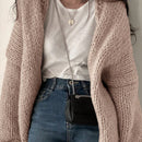 Dazy cardigan casual de manga larga de unicolor con diseno calado para mujer