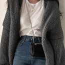 Dazy cardigan casual de uso diario de mujer, talla grande, de unicolor y con abertura frontal, para otono/invierno