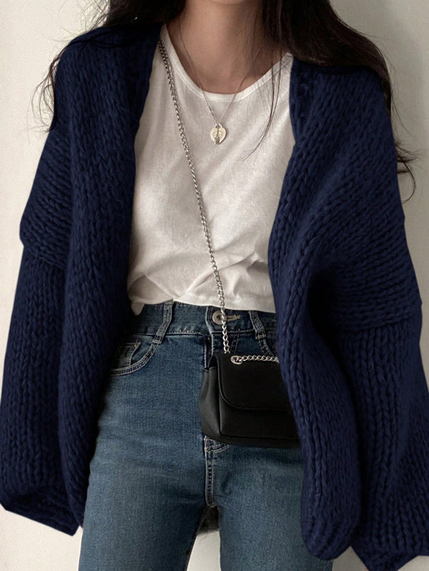 Dazy cardigan casual diario de mujer de corte holgado con hombros caidos y abertura frontal, para otono/invierno