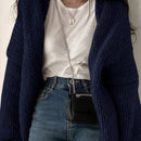 Dazy cardigan casual de manga larga de unicolor con diseno calado para mujer