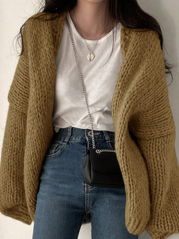 Dazy cardigan casual diario de mujer de corte holgado con hombros caidos y abertura frontal, para otono/invierno