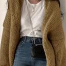 Dazy cardigan casual de manga larga de unicolor con diseno calado para mujer