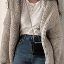 Dazy cardigan casual de uso diario de mujer, talla grande, de unicolor y con abertura frontal, para otono/invierno