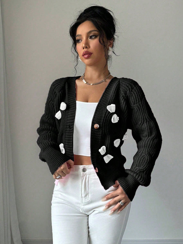 Elenzya chaqueta casual de mujer de unicolor con decoracion de mono, para otono/invierno
