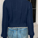 Franclia cardigan casual corto de punto con botones con forma de corazon para mujer, para otono/invierno
