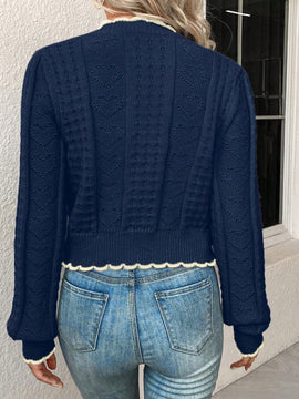 Franclia cardigan casual corto de punto con botones con forma de corazon para mujer, para otono/invierno