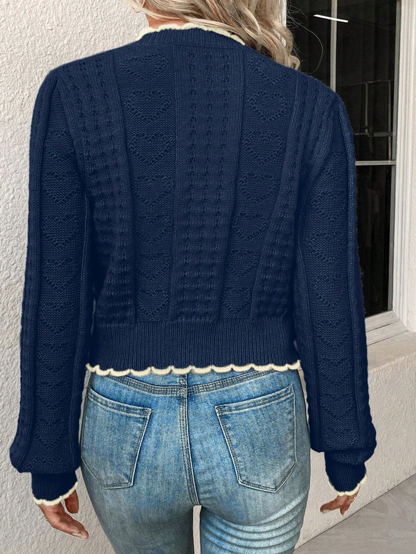 Franclia cardigan casual corto de punto con botones con forma de corazon para mujer, para otono/invierno