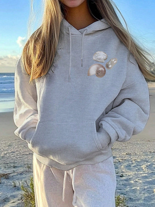 Ezwear sudadera holgada con estampado de lema casual de uso diario para damas, para otono/invierno