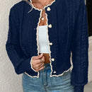 Franclia cardigan casual corto de punto con botones con forma de corazon para mujer, para otono/invierno