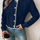 Franclia cardigan casual corto de punto con botones con forma de corazon para mujer, para otono/invierno