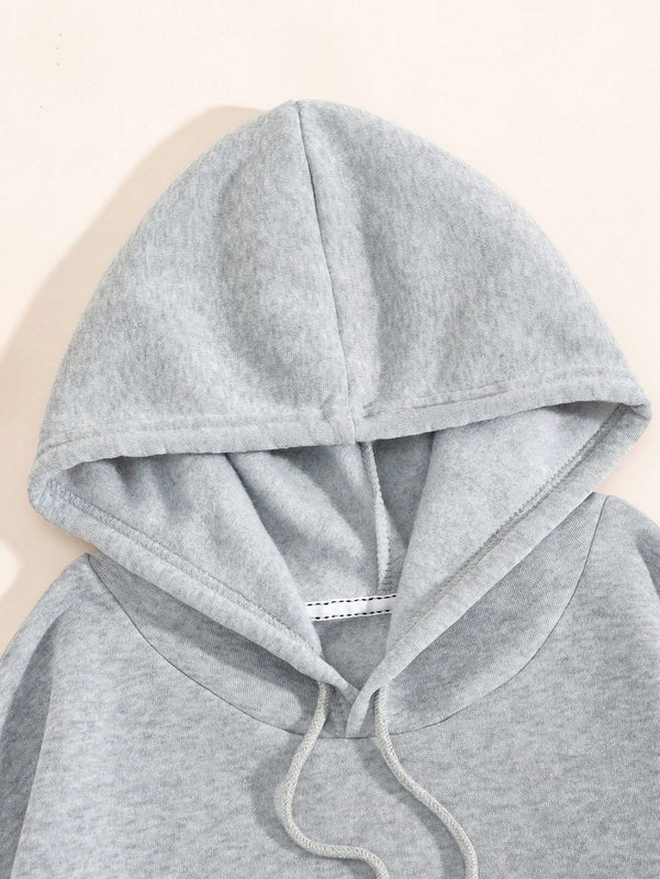 Ezwear sudadera holgada con estampado de lema casual de uso diario para damas, para otono/invierno
