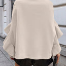 Clasi 1 pieza abrigo elegante de lana con un solo abotonadura, bajo con volantes y unicolor para mujer, otono/invierno